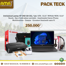 PC HP LAPTOP HP + souris sans fil + sac pc + imprimante canon pixma multifonction + casque + Écouteur Bluetooth sans fil